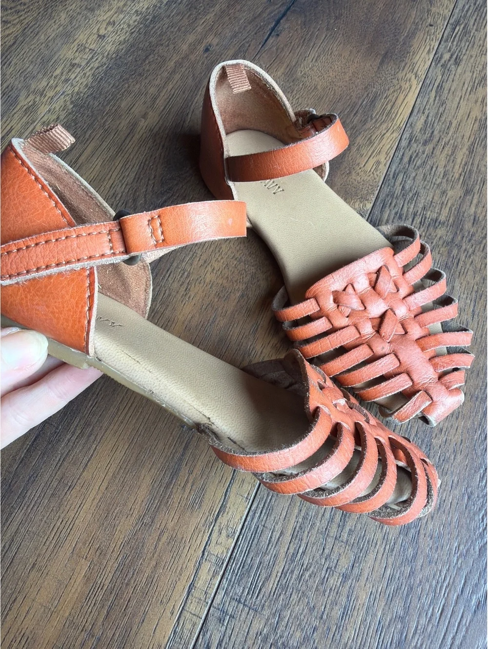 Old Navy Orange Toddler Leather Strappy Sandals with Ankle Strap