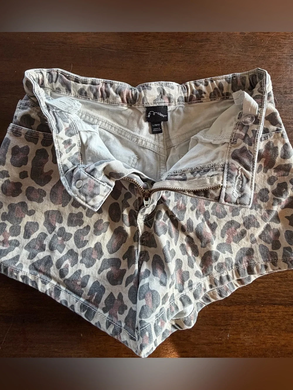 Girls Denim Cherry Embroidered Shorts and Leopard Print Shorts Set