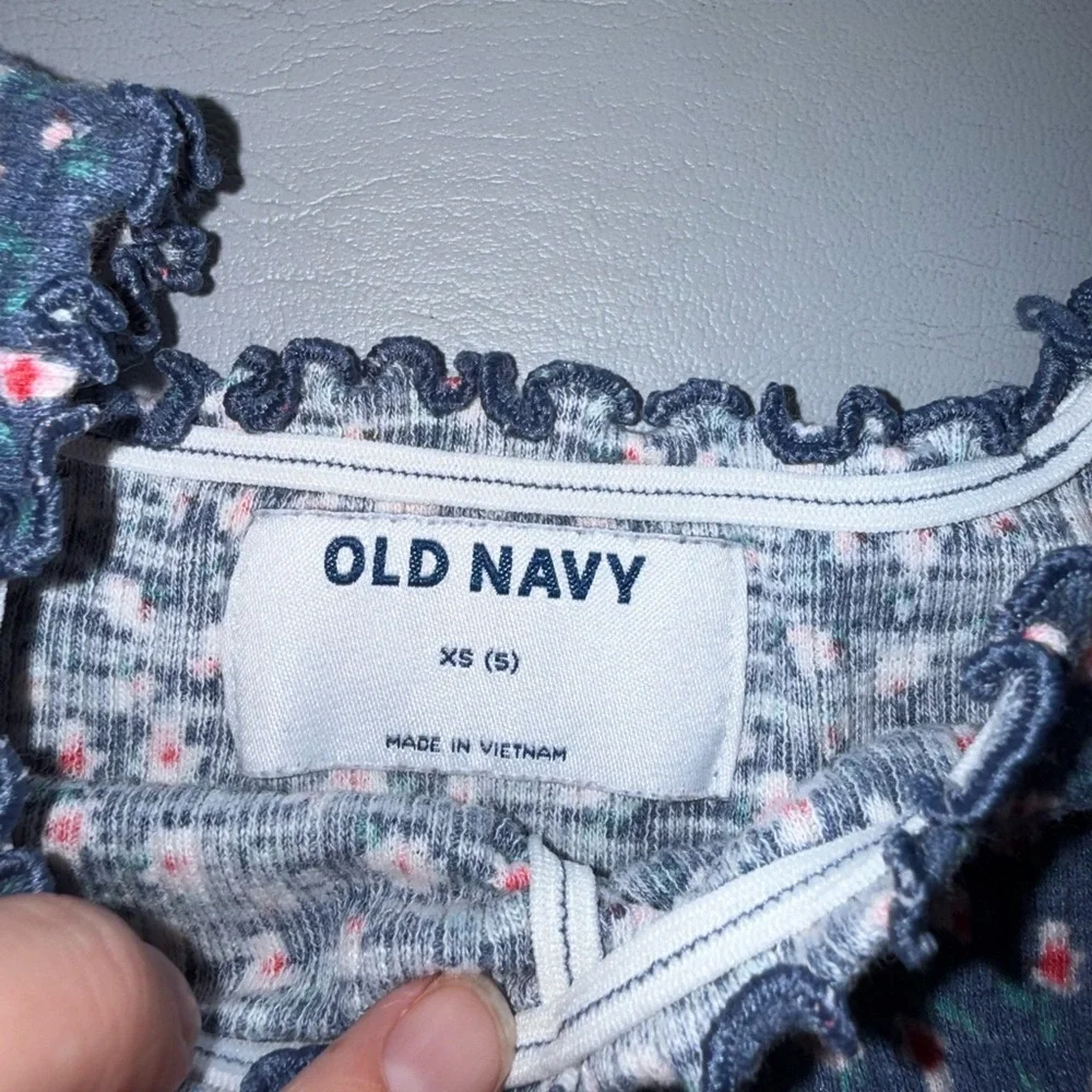 Old‎ Navy Kids Floral Top - Navy and Pink