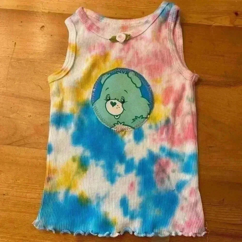Tie dye handmade care bear butterfly tank set 6-12 months