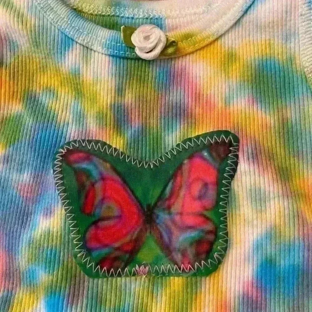 Tie dye handmade care bear butterfly tank set 6-12 months