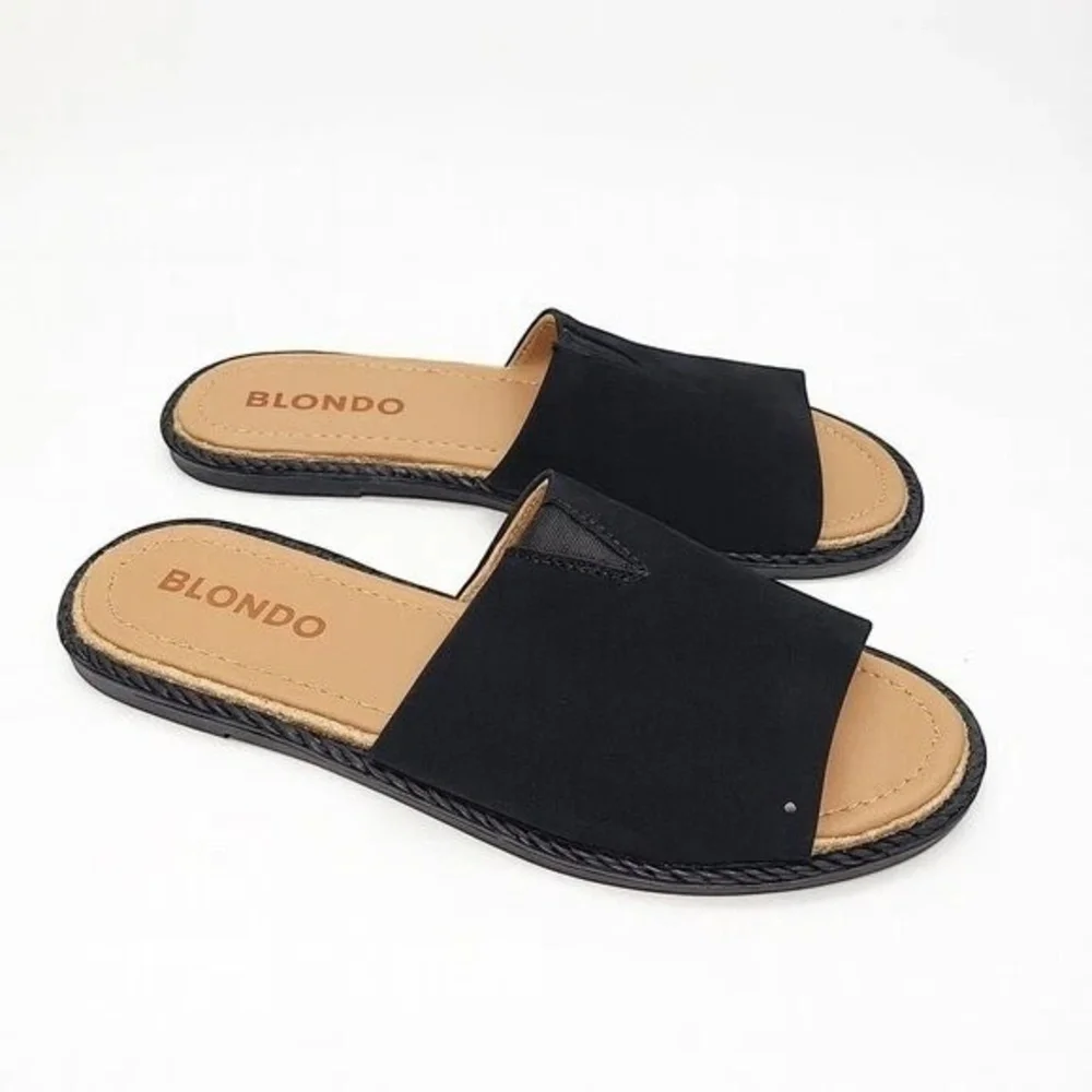 Blondo Emilia Black Leather Slide Sandals 7.5