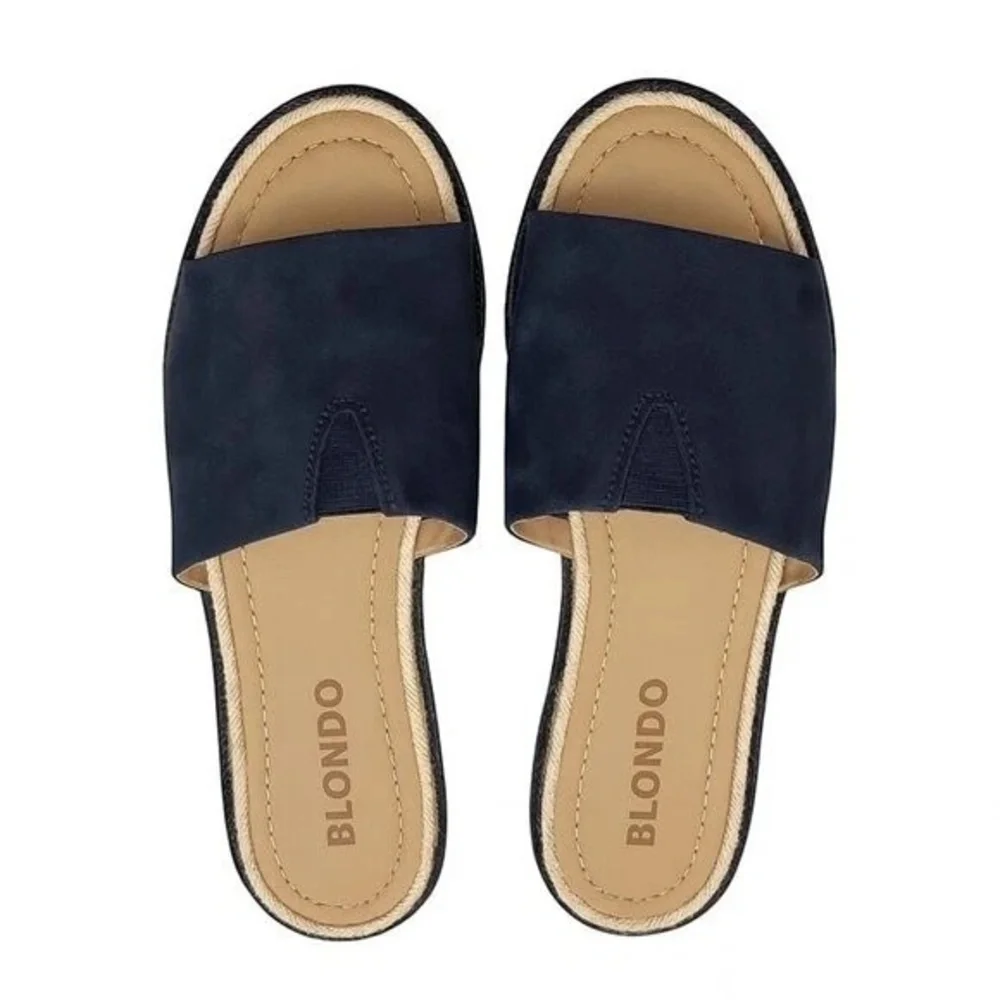 Blondo Emilia Black Leather Slide Sandals 7.5