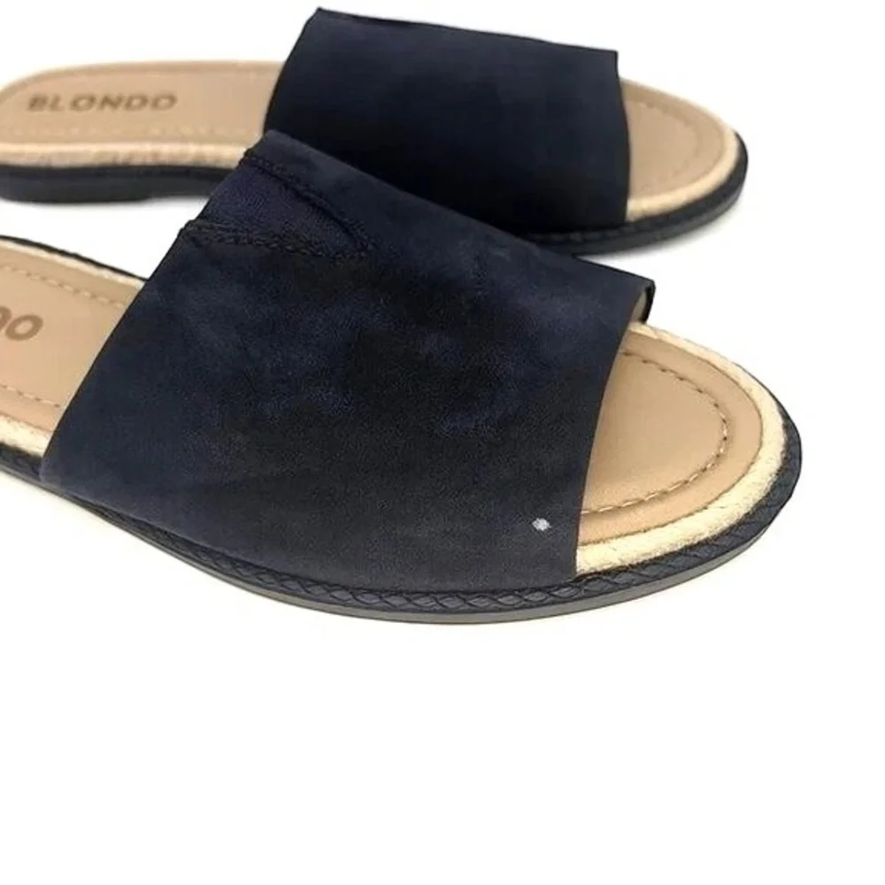 Blondo Emilia Black Leather Slide Sandals 7.5