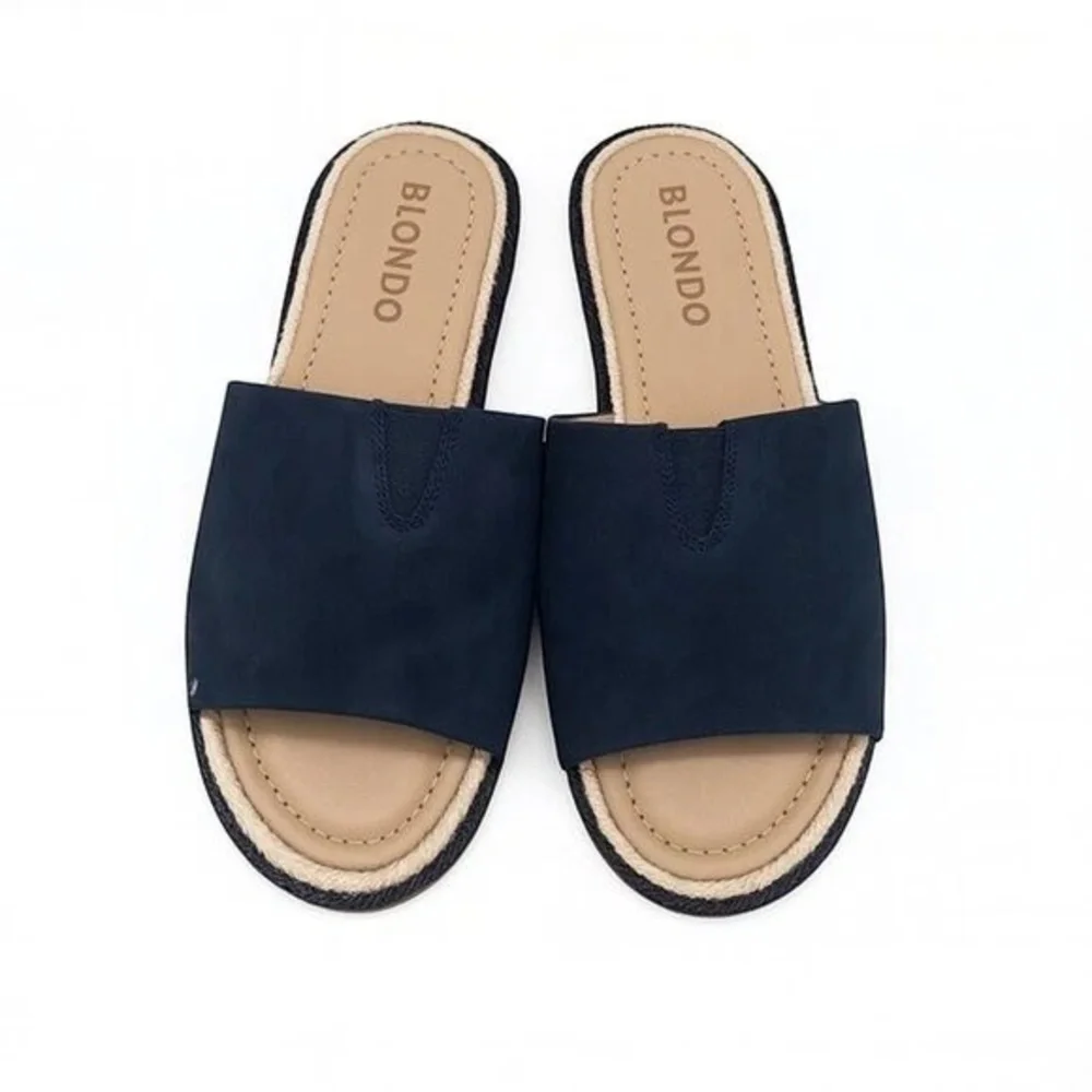 Blondo Emilia Black Leather Slide Sandals 7.5