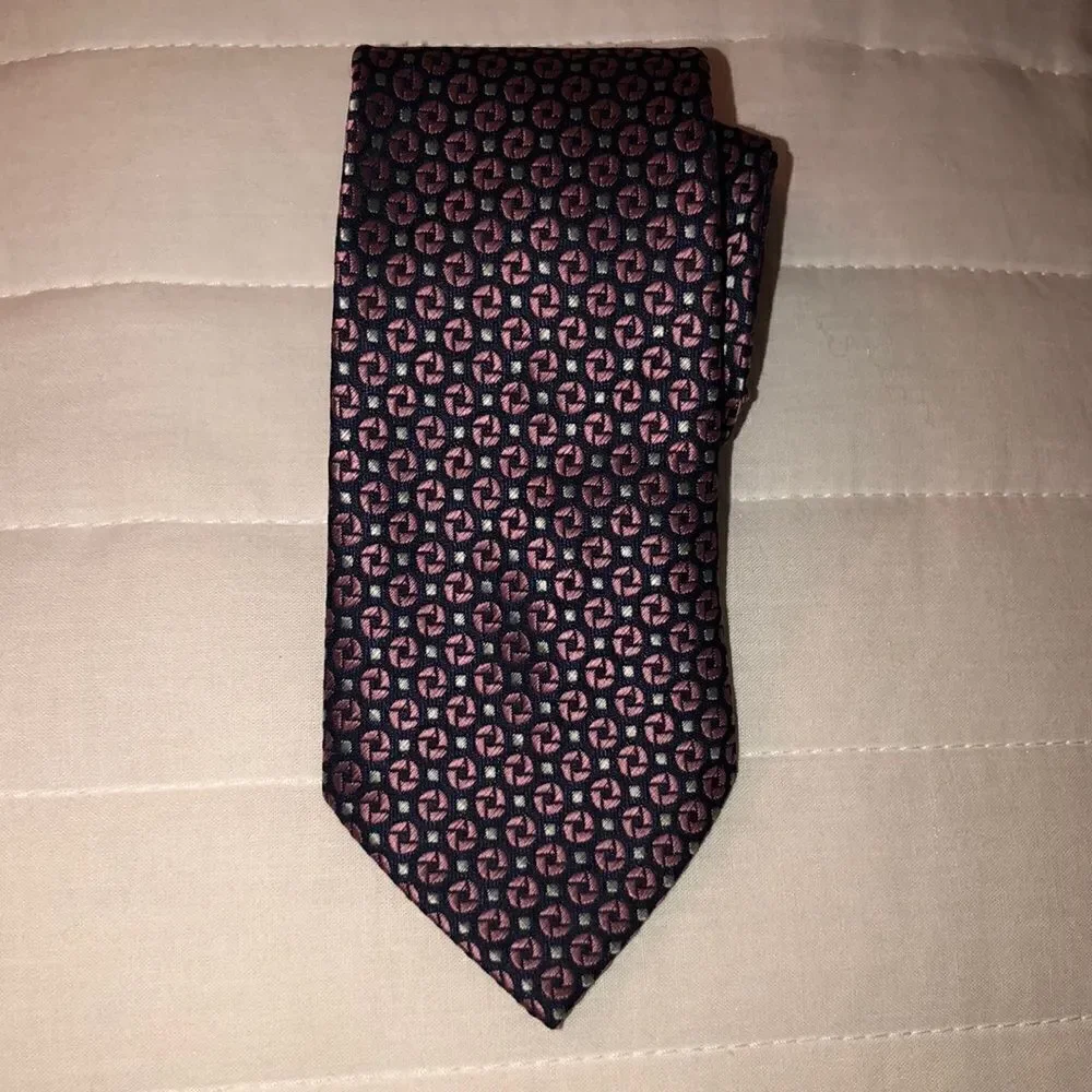 DuPont Teflon Teen Young Child Neck Clip On Textured Tie Navy Pink White