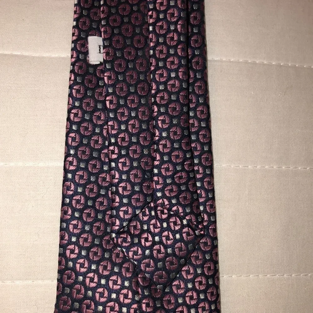 DuPont Teflon Teen Young Child Neck Clip On Textured Tie Navy Pink White