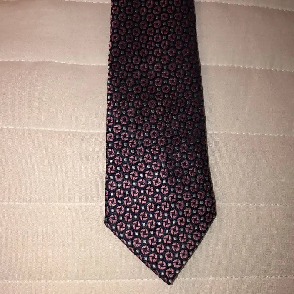 DuPont Teflon Teen Young Child Neck Clip On Textured Tie Navy Pink White
