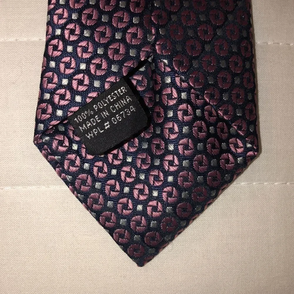 DuPont Teflon Teen Young Child Neck Clip On Textured Tie Navy Pink White