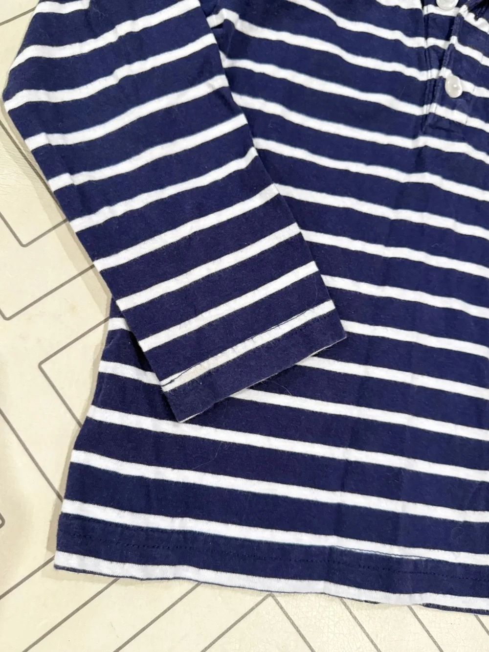 Little English Strriped Longsleeve Polo with Fire Truck