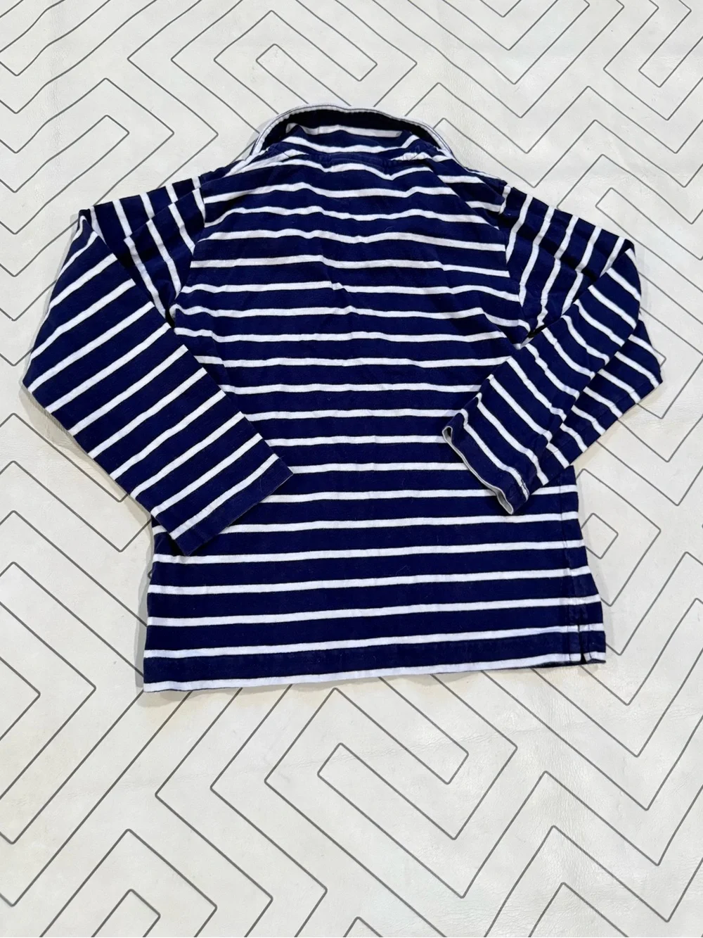 Little English Strriped Longsleeve Polo with Fire Truck