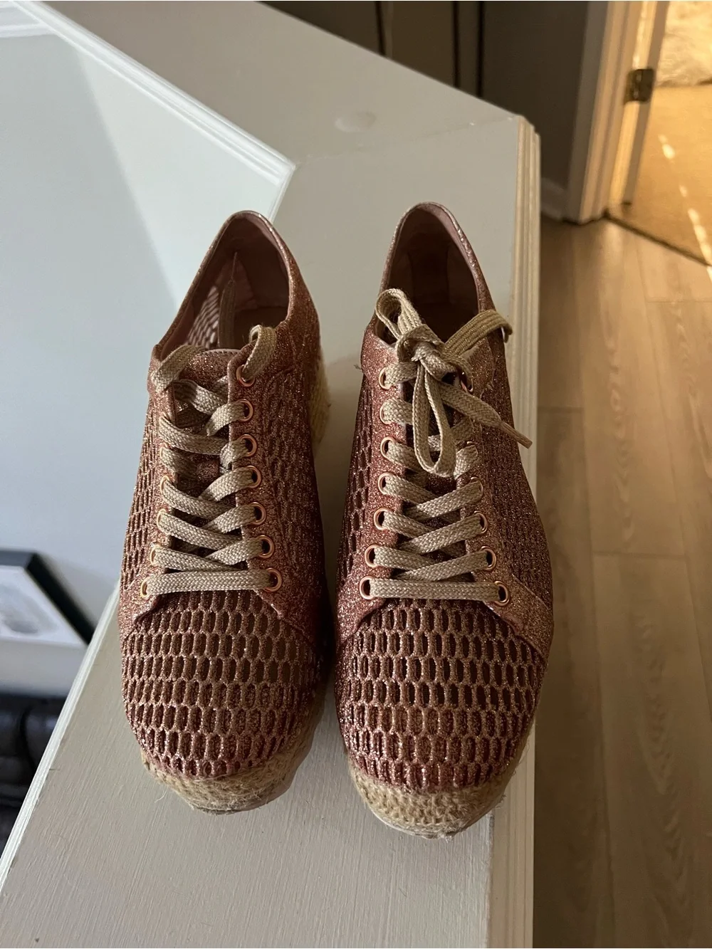 Women’s Glitter Mesh Espadrille Sneaker - Rose Gold