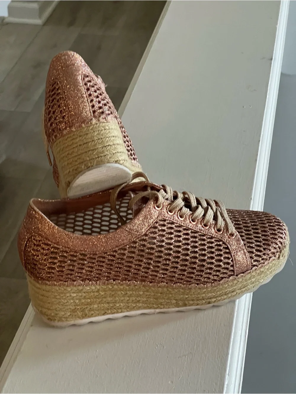 Women’s Glitter Mesh Espadrille Sneaker - Rose Gold