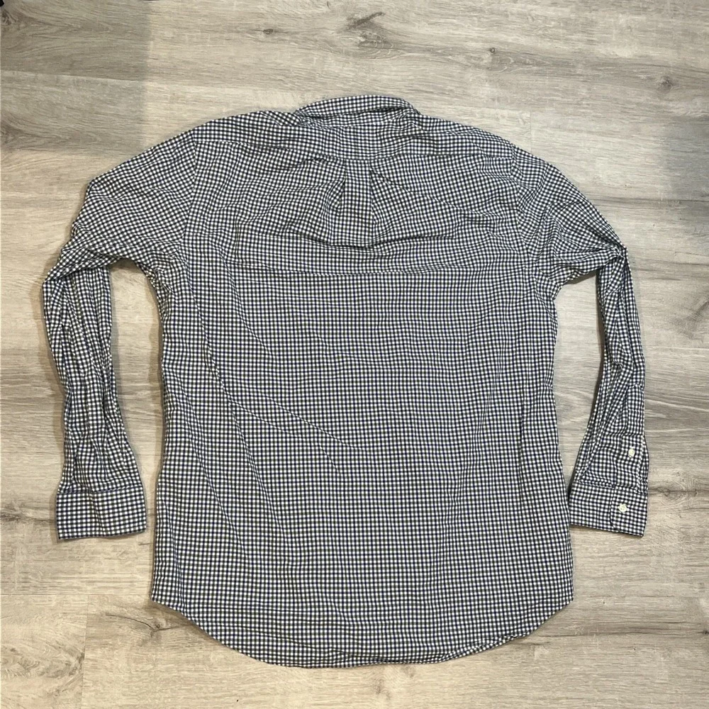 Polo Ralph Lauren Mens‎ Blue Gingham Checked Cotton Shirt Regular Fit Large EUC