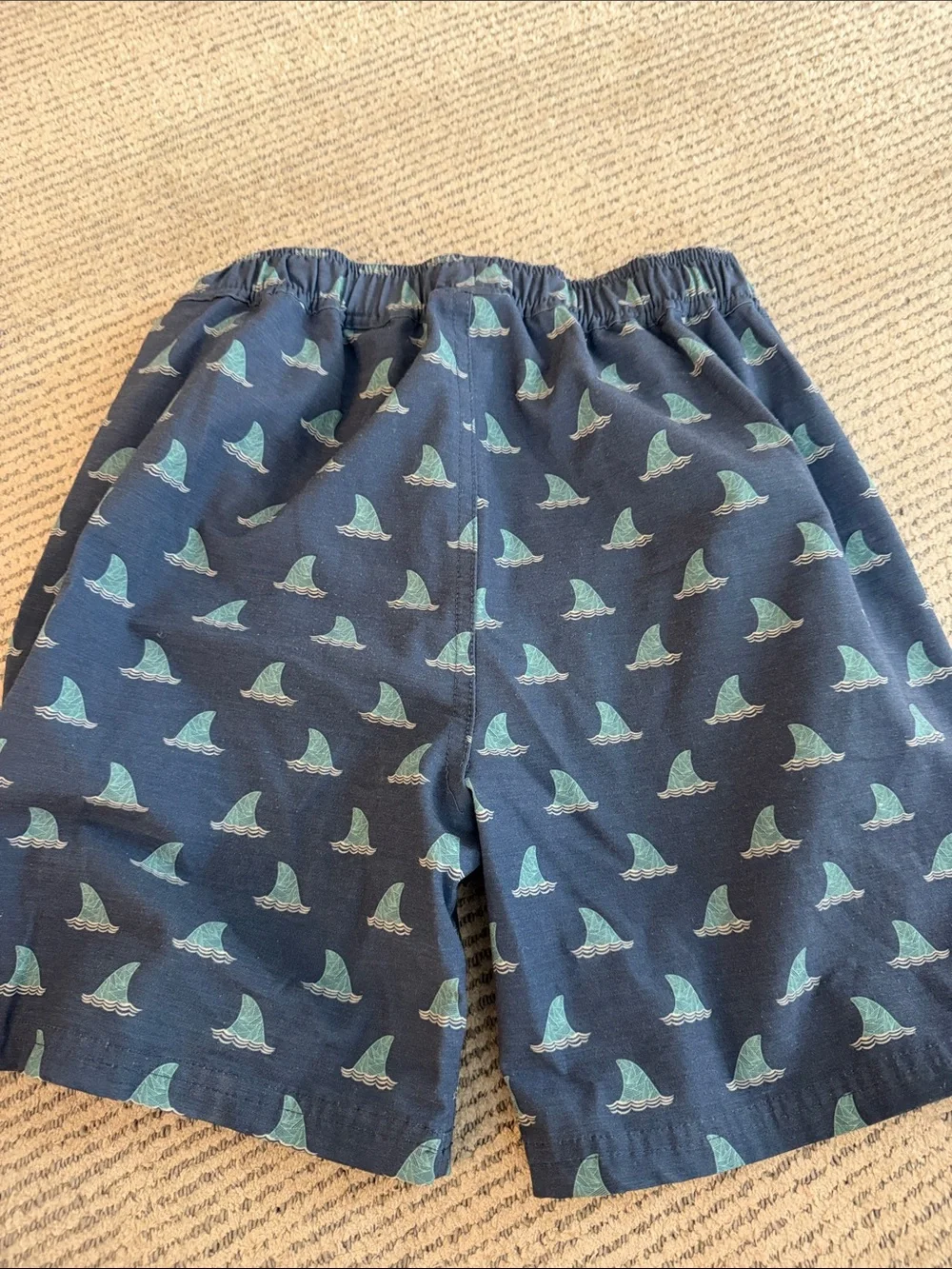 F4A boys size 14 Navy Shark-Print Swim Shorts