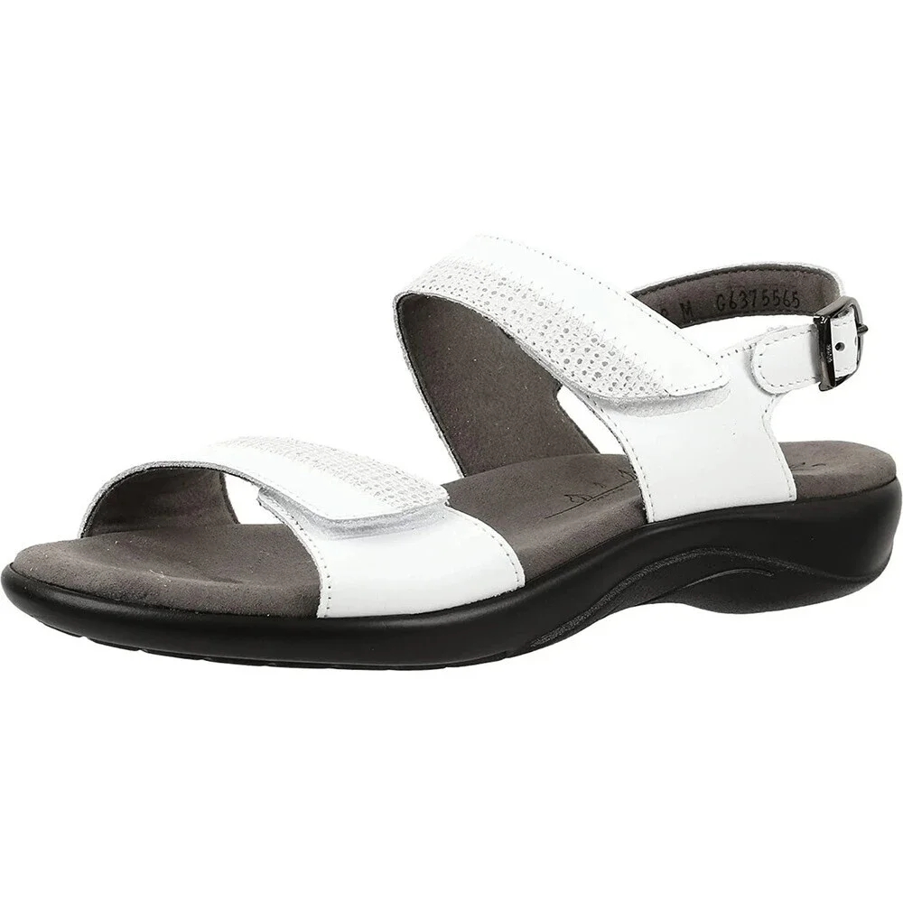 SAS Nudu 2510-001 Sandals Women's US 8.5 White Leather Adjustable Strap ZOGG1822