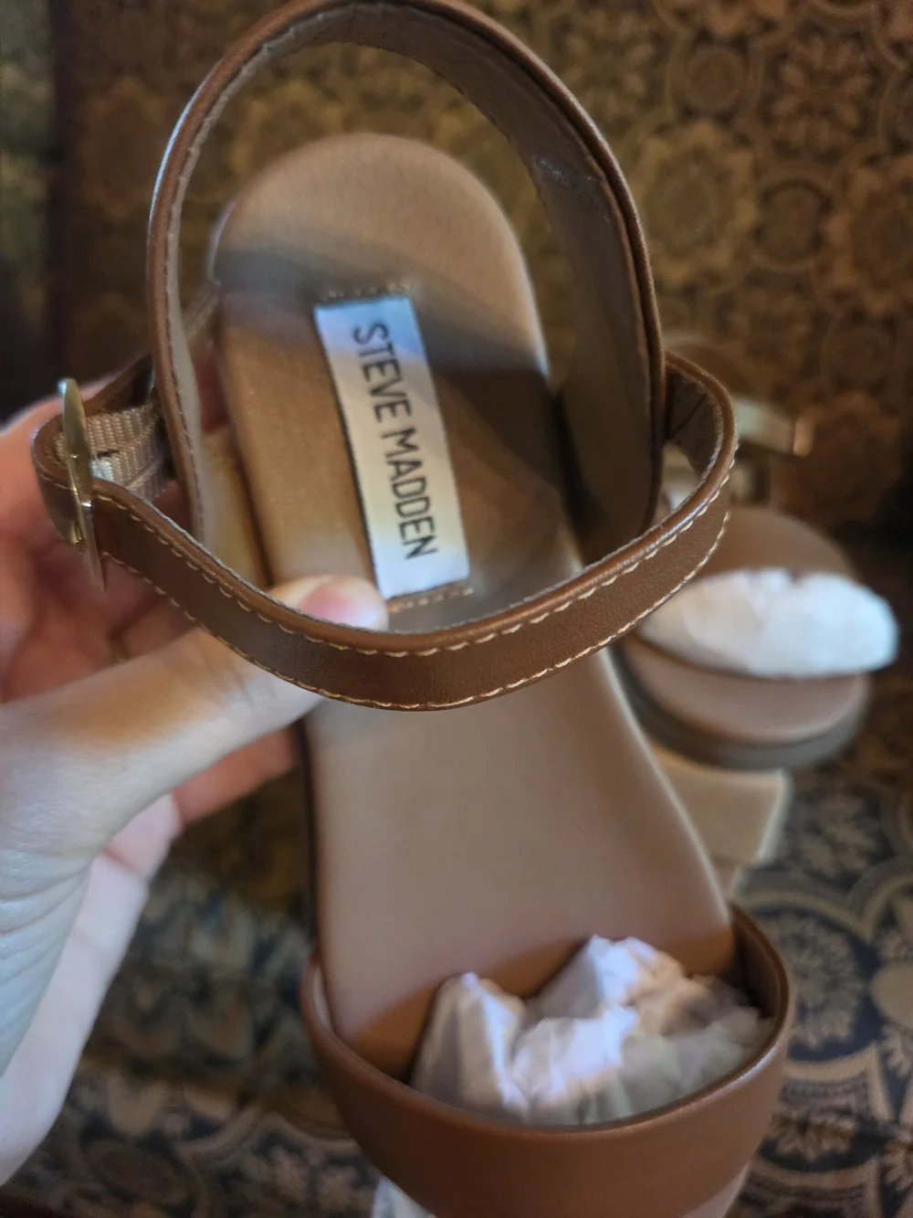 Steve Madden Dina Tan Leather Women's Sandal - 6.5