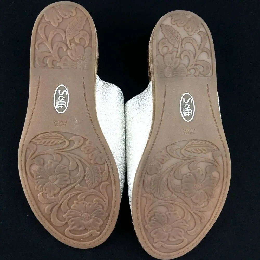 ~ Sofft Boho Gold Sandal 8 Slide Summer Beachy Bougie Boujee Festival Leather