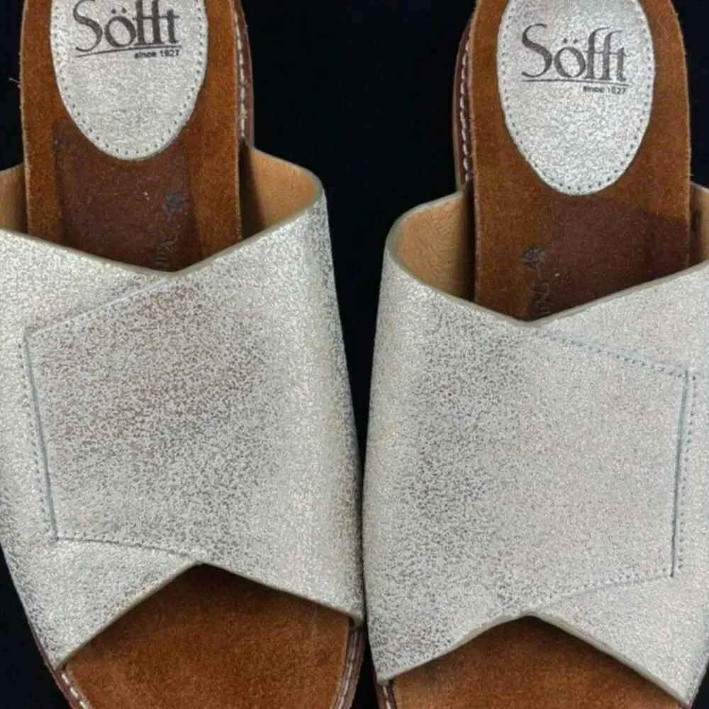 ~ Sofft Boho Gold Sandal 8 Slide Summer Beachy Bougie Boujee Festival Leather