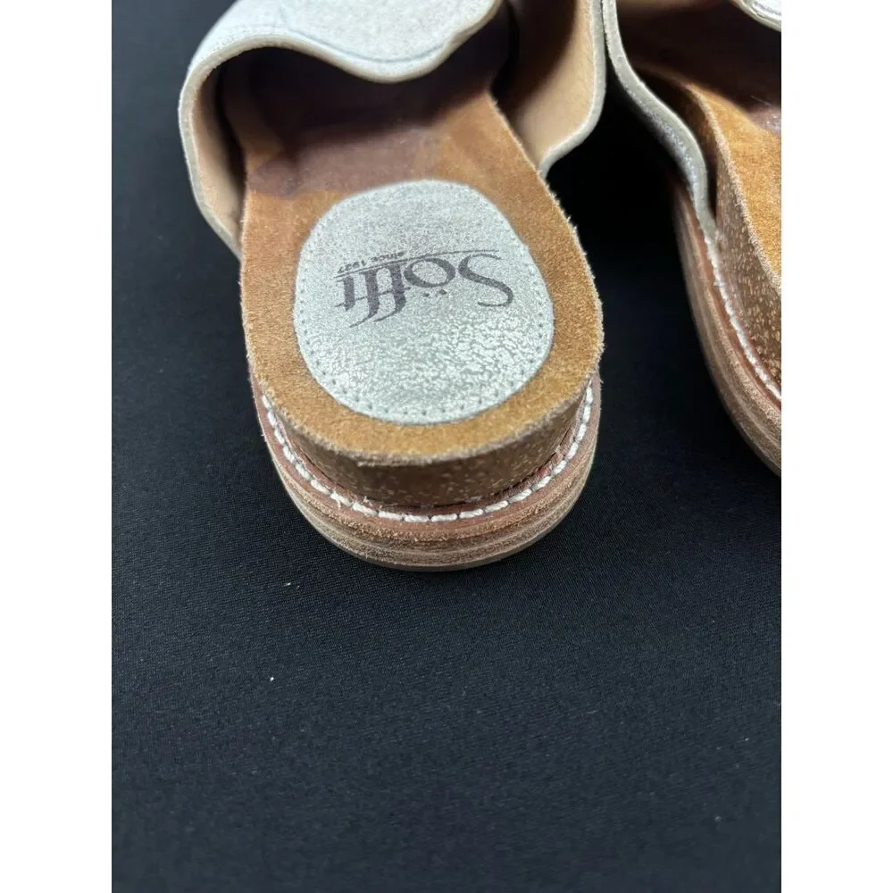 ~ Sofft Boho Gold Sandal 8 Slide Summer Beachy Bougie Boujee Festival Leather