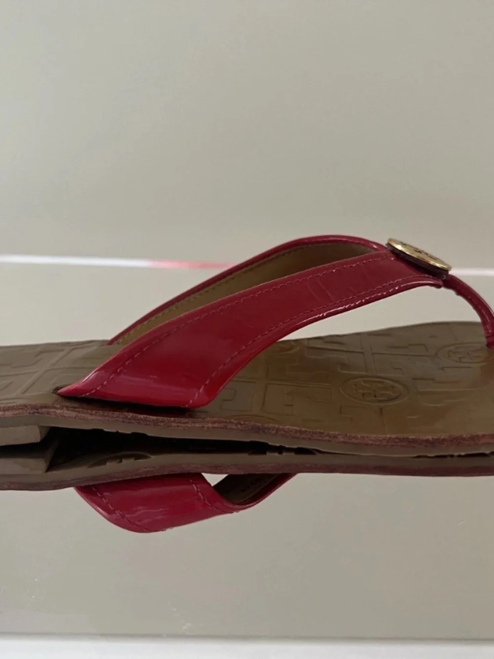 Tory Burch Thora leather sandals Womens Size 6m Gold Signature Logo