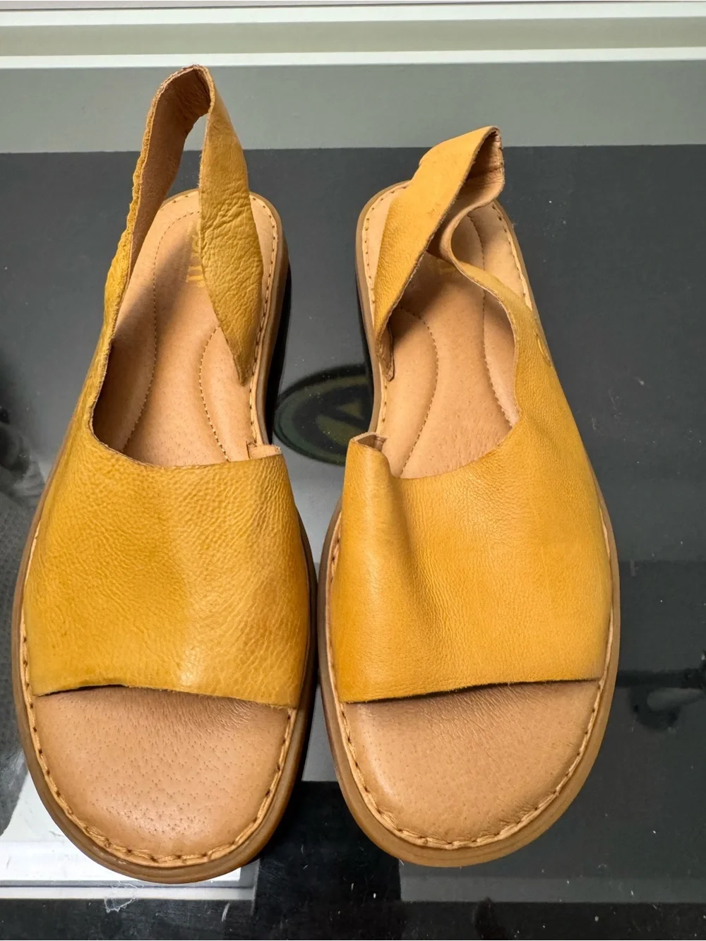 Born Women's Yellow Leather Slingback Sandals