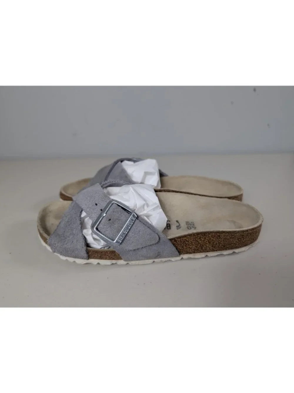 Birkenstock Siena slide sandals in gray suede leather women's size 9