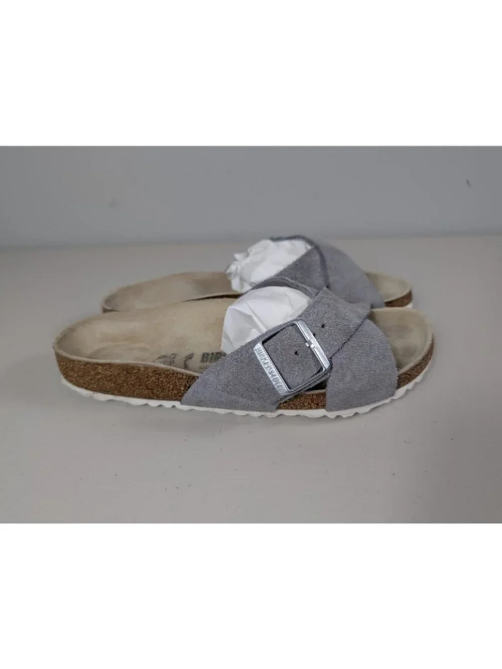 Birkenstock Siena slide sandals in gray suede leather women's size 9