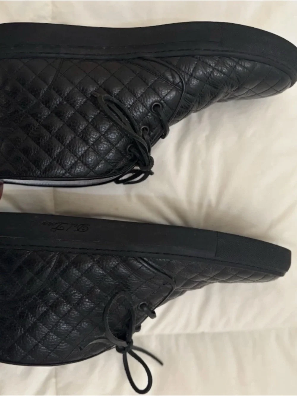 Del Toro Men's Black Quilted Leather Lace-Up Boots with Red Heel Tab Size 9