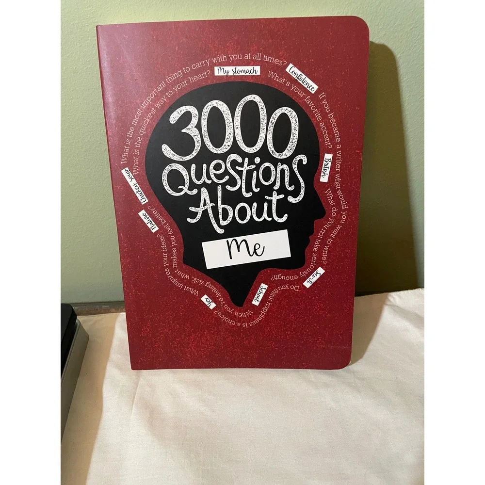 Piccadilly 3000 Questions About Me Guided Journal Red Softcover Notebook