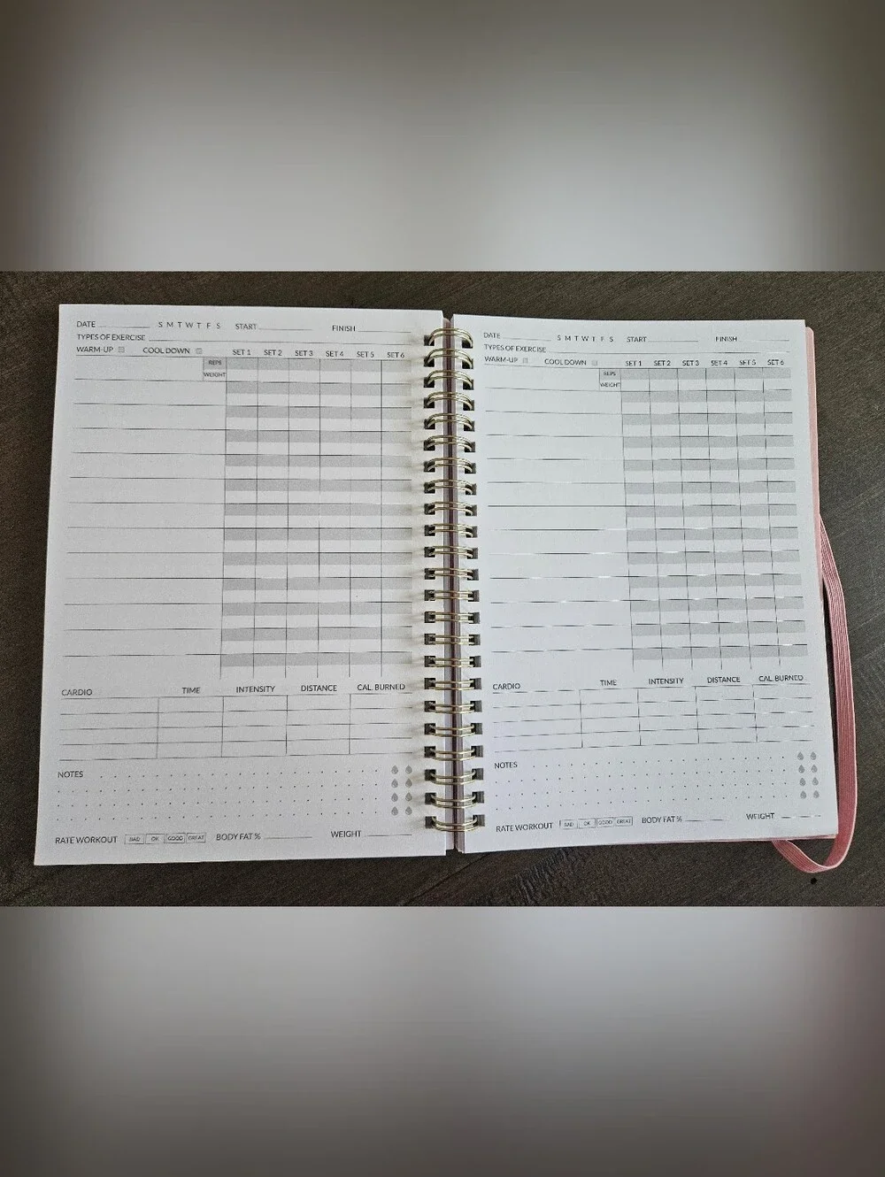 Sunee Fitness Journal/ Log Book in Pink New In Package
