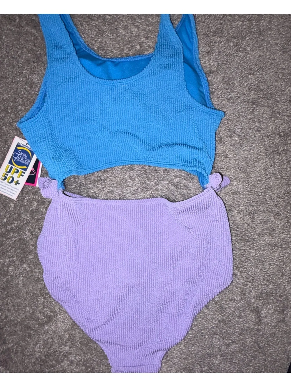 NWT Andy & Evan Girls Textured Cutout Swimsuit Size L 12/14 Blue Purple