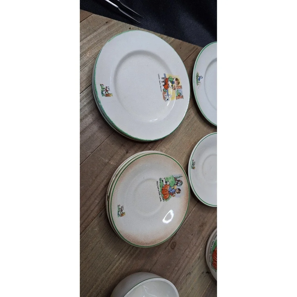 Vintage 1920s Biltons Ltd. Nursery Rhyme Tea Set Made in England 15pc