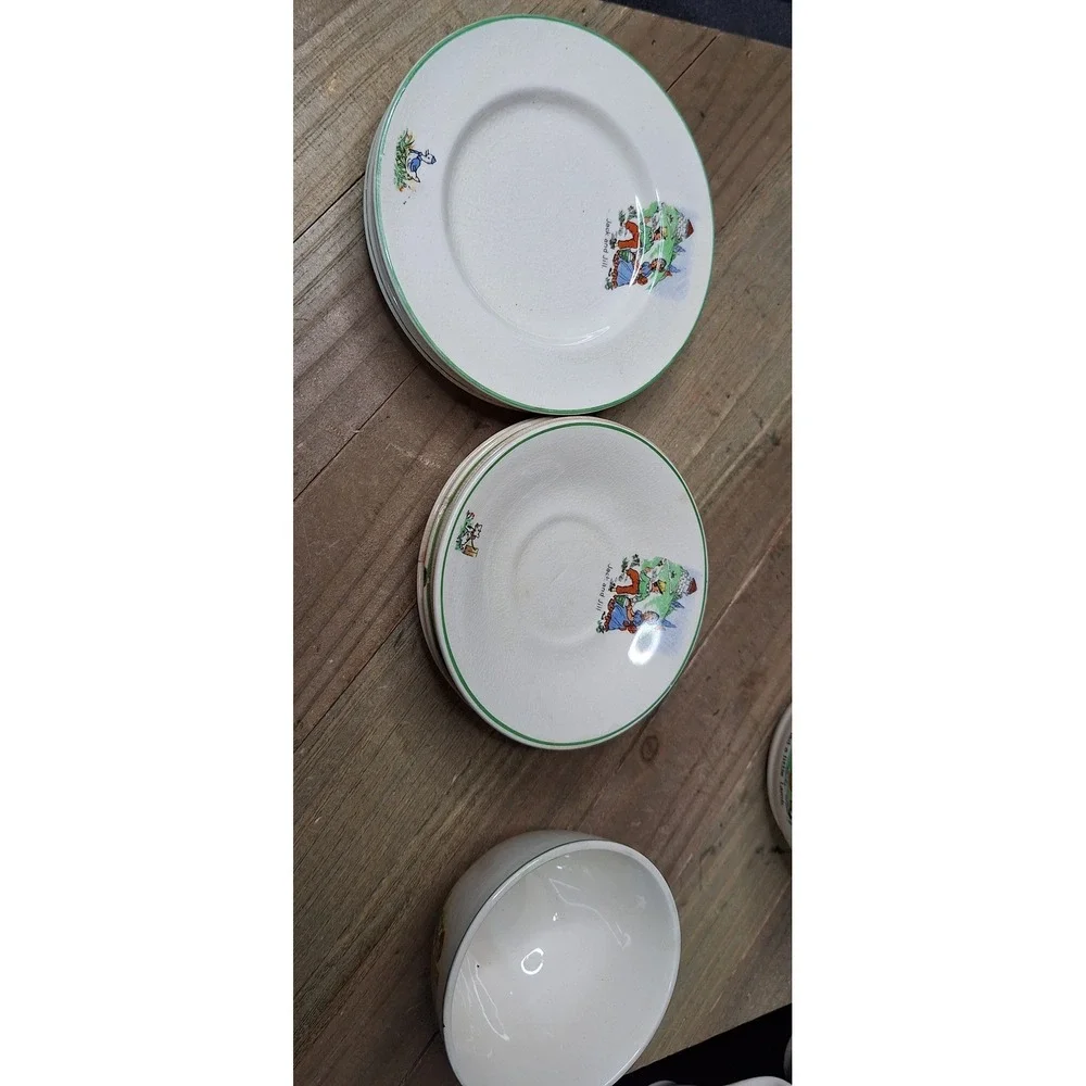 Vintage 1920s Biltons Ltd. Nursery Rhyme Tea Set Made in England 15pc