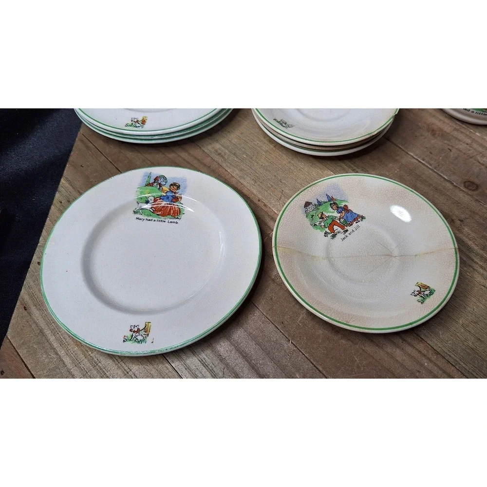 Vintage 1920s Biltons Ltd. Nursery Rhyme Tea Set Made in England 15pc