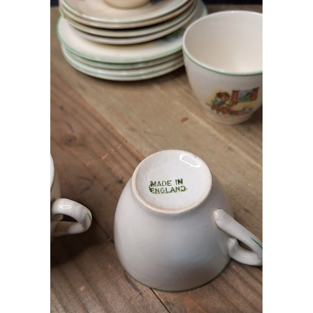 Vintage 1920s Biltons Ltd. Nursery Rhyme Tea Set Made in England 15pc