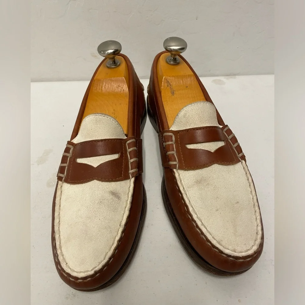 RALPH LAUREN‎ BLACK LABEL Made in USA Two-Tone Suede & Leather Penny Loafer 9