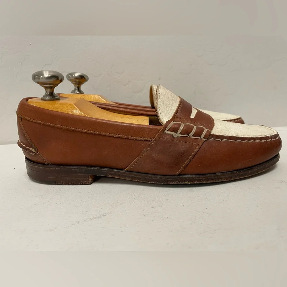 RALPH LAUREN‎ BLACK LABEL Made in USA Two-Tone Suede & Leather Penny Loafer 9