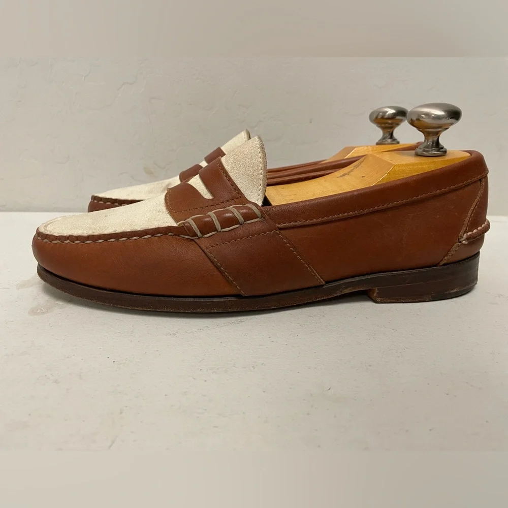 RALPH LAUREN‎ BLACK LABEL Made in USA Two-Tone Suede & Leather Penny Loafer 9