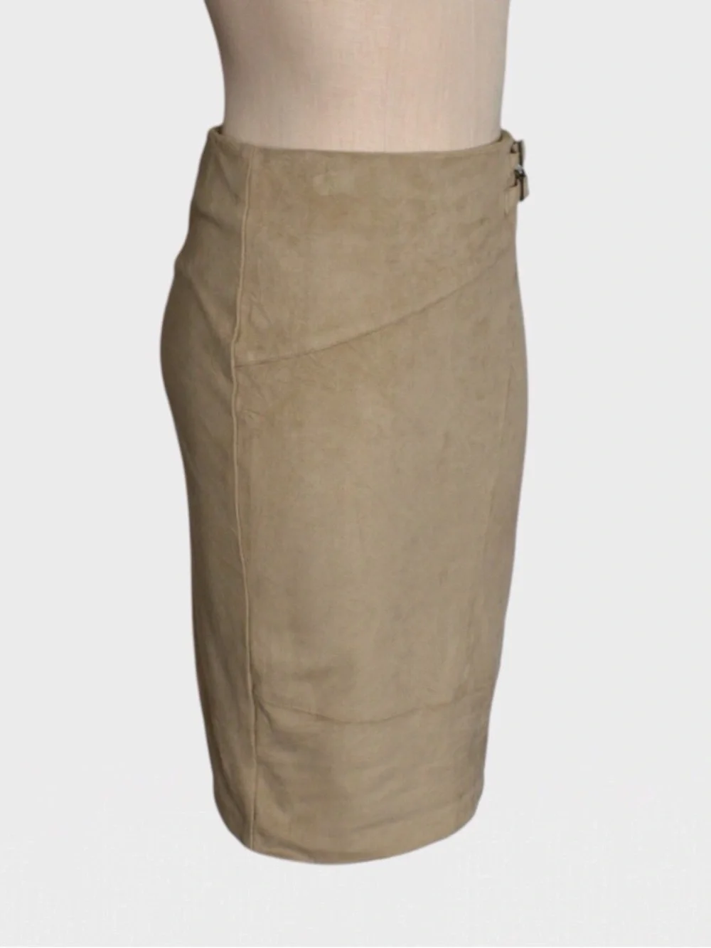Cato‎ Faux Suede Buckle Paneled Stretch Pencil Skirt
