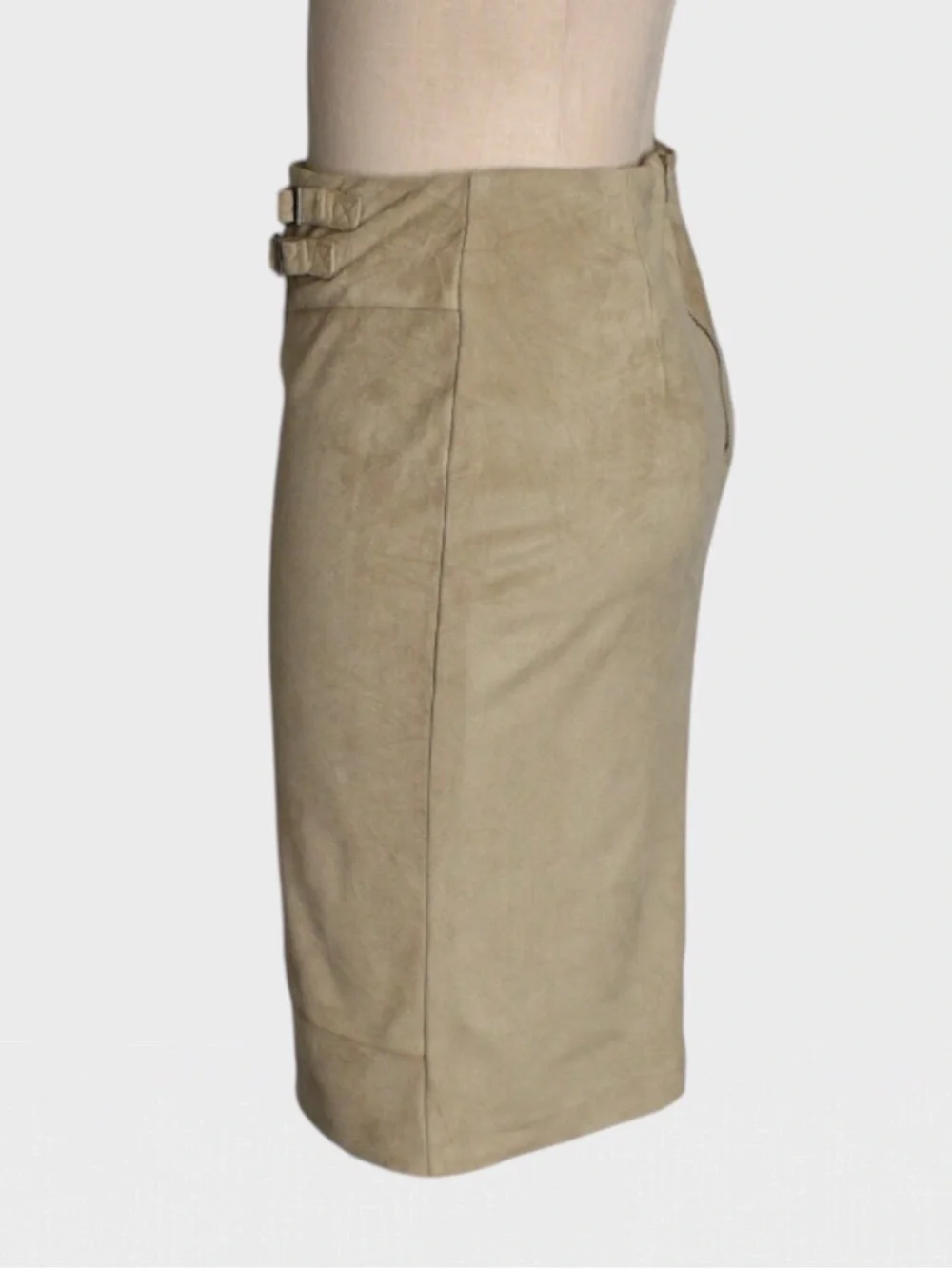 Cato‎ Faux Suede Buckle Paneled Stretch Pencil Skirt