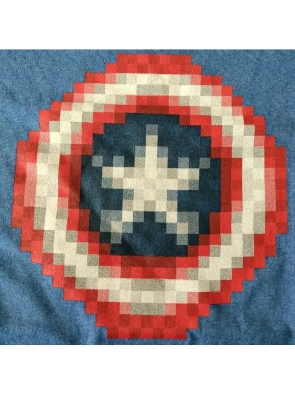 Marvel Avengers Capt. America Age of Ultron Pixelated T-Shirt, Blue Heather, XS