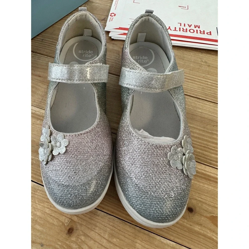 Stride Rite Holly Adapt Glitter Mary Janes Flower‎ Accent Shoes 3XW