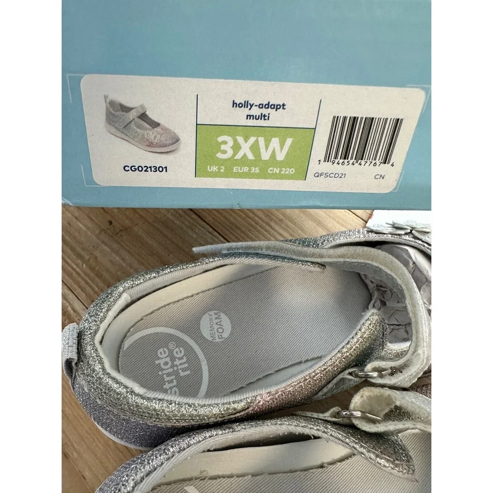 Stride Rite Holly Adapt Glitter Mary Janes Flower‎ Accent Shoes 3XW
