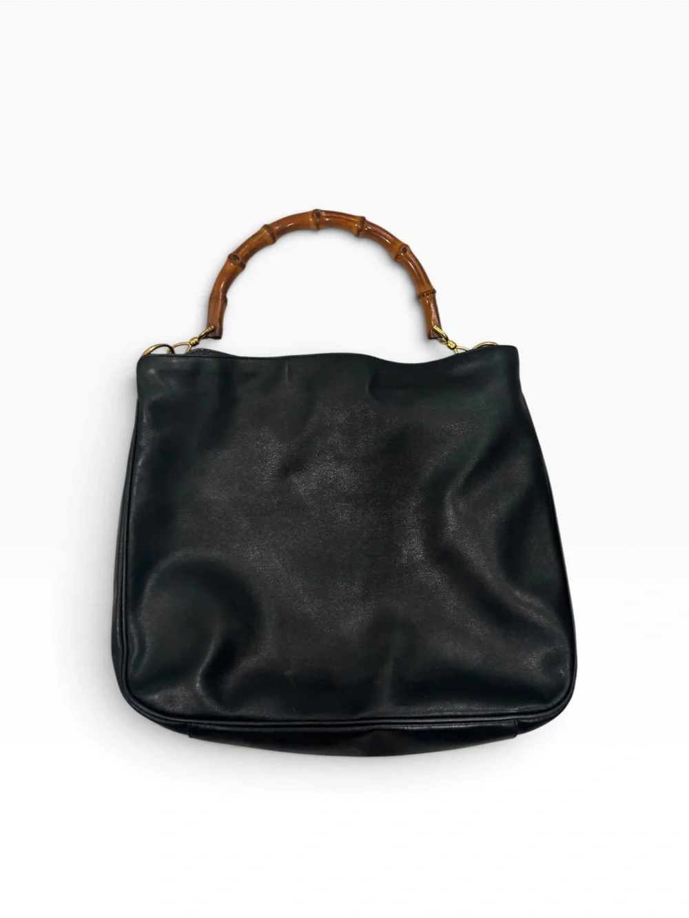 Vintage Gucci NAVY Bamboo Handle Leather Oversized Hobo Bag Bamboo 1947