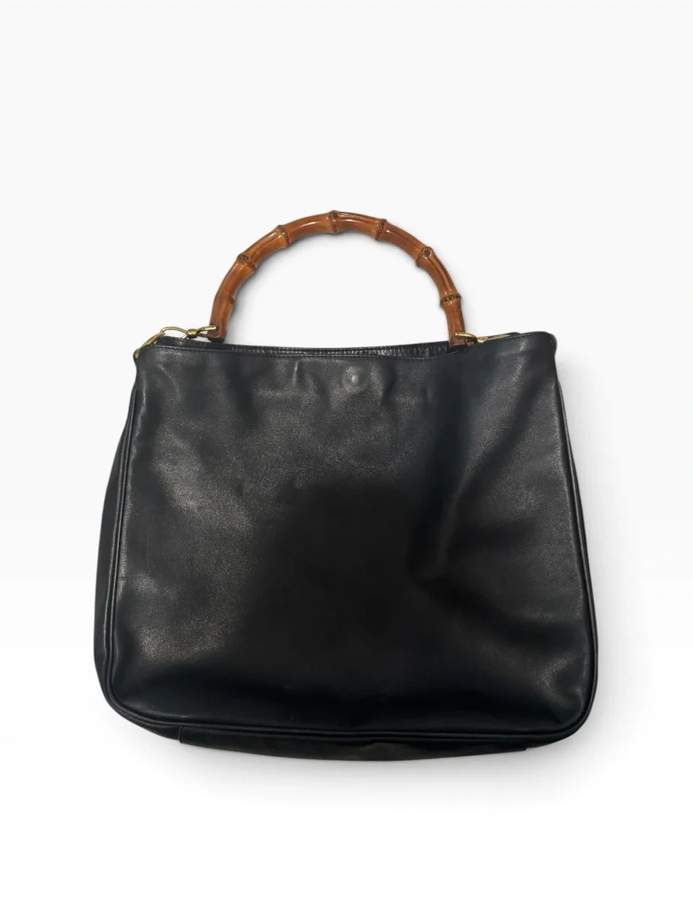 Vintage Gucci NAVY Bamboo Handle Leather Oversized Hobo Bag Bamboo 1947