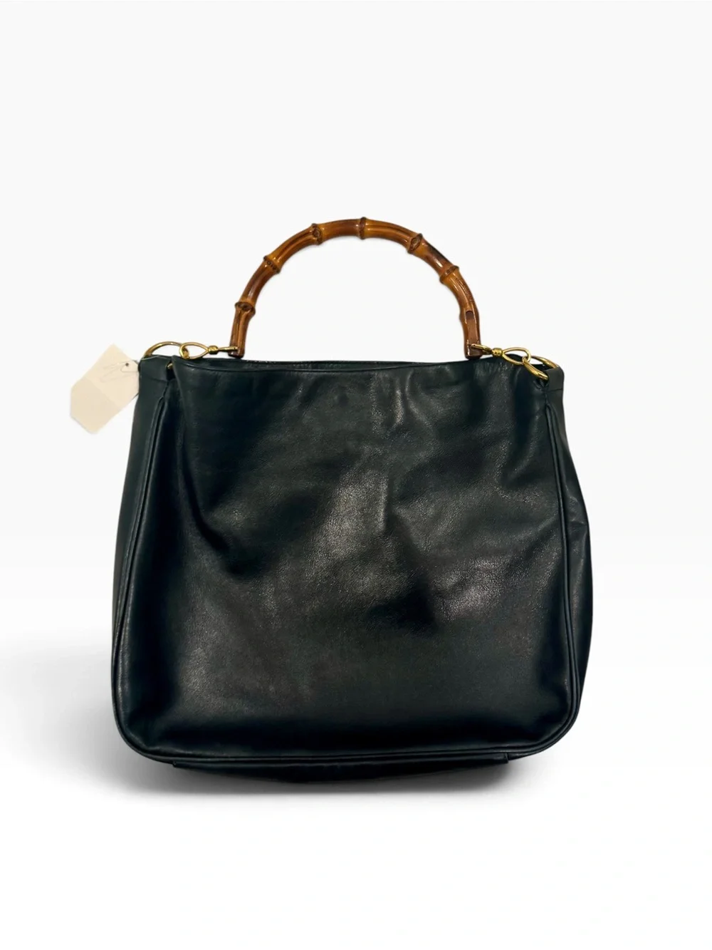 Vintage Gucci NAVY Bamboo Handle Leather Oversized Hobo Bag Bamboo 1947