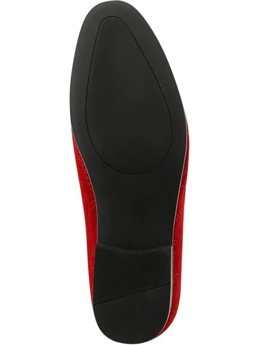 Amali Men's Red Paisley Embossed Velvet Loafers Satin Trim Slip On Tuxedo Shoes