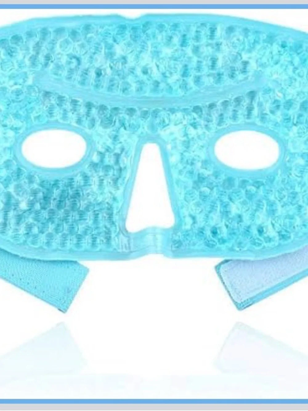 New! Hot /Cold Therapy Full Face Mask Reusable Blue Gel Ice Mask Soft Plush Back