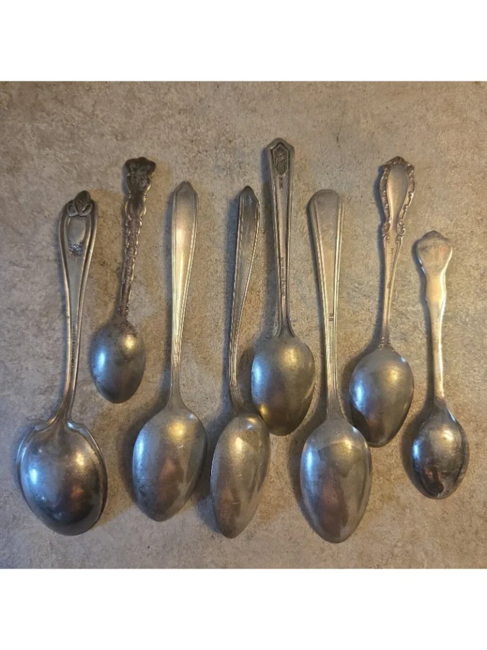 8 Vintage Ornate Spoons for Jewelry Making or Other Use Silver-Plate